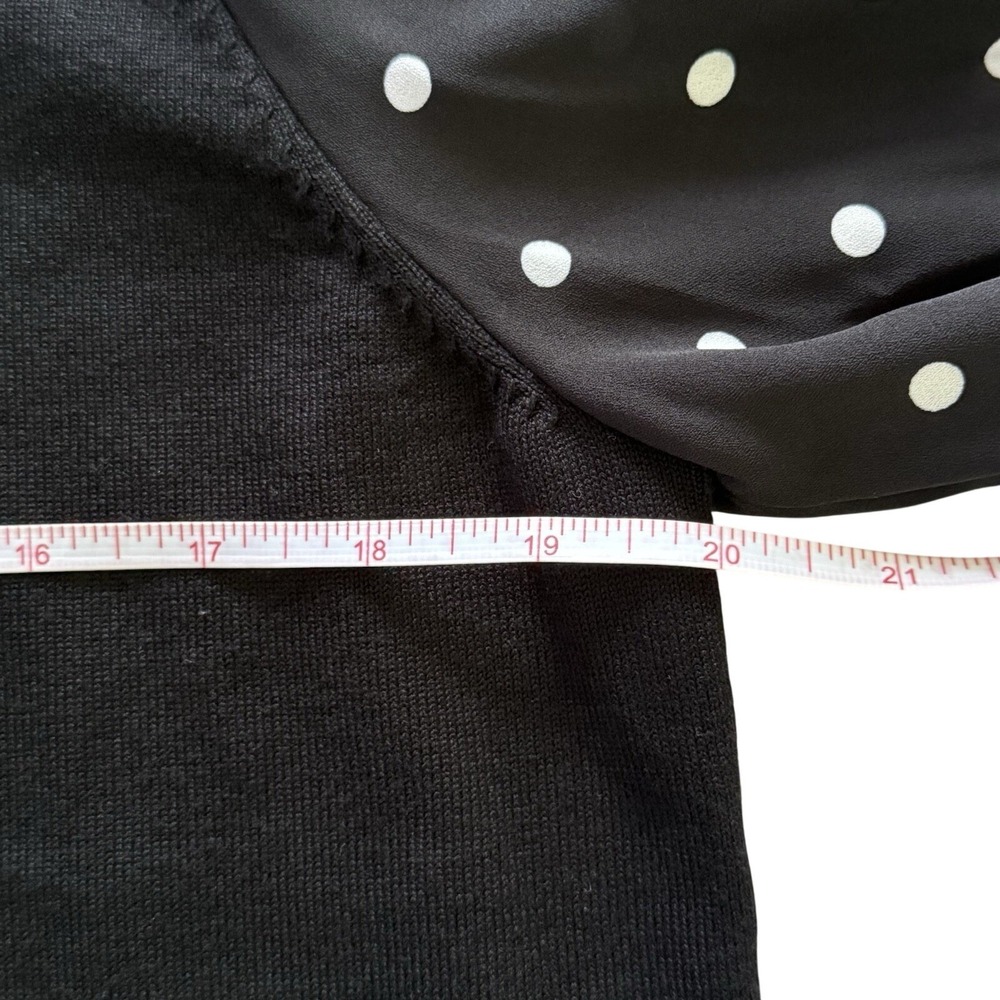 Adrianna Papell Black Blouse Sz L Polka Dot Sheer Sleeve Top Elegant Work office - Picture 8 of 8